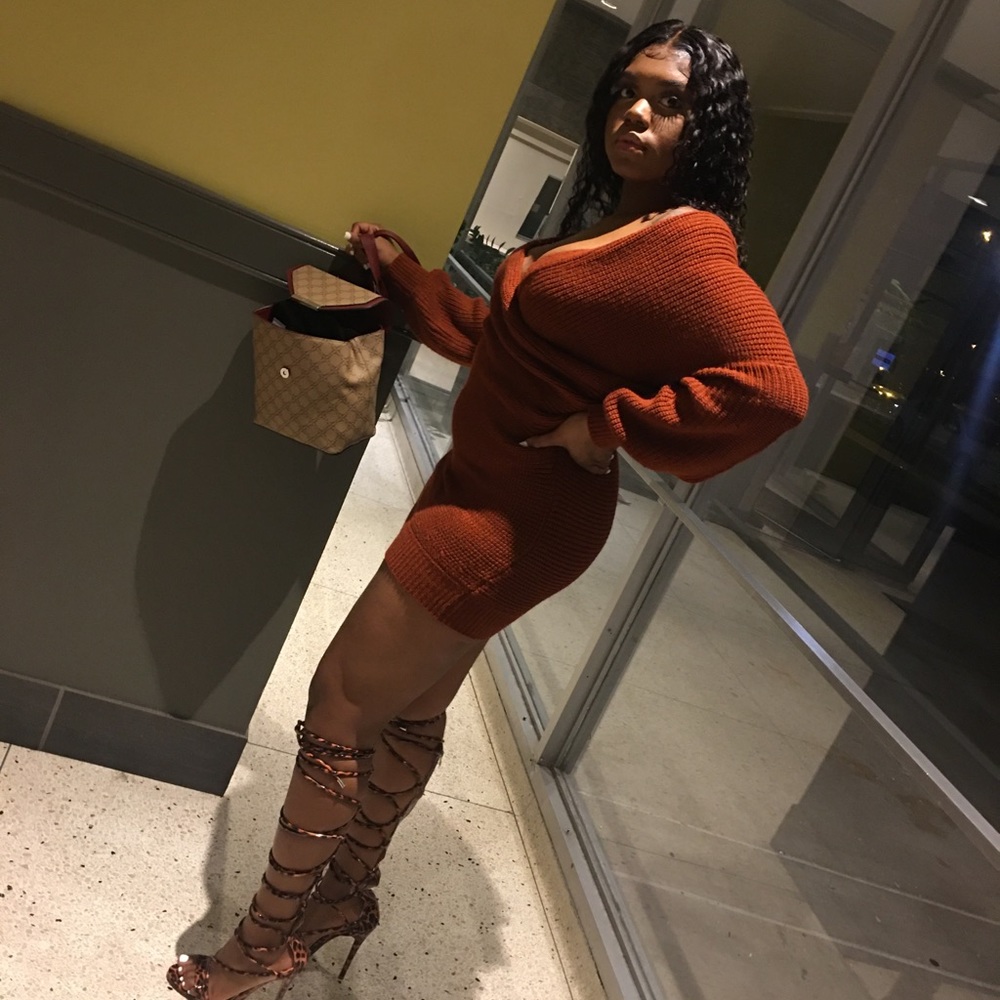 Burnt Orange Mini sweater dress!